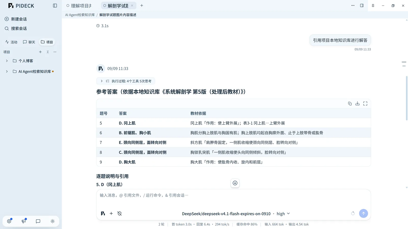 PiDeck 中基于知识库解题的实际运行截图